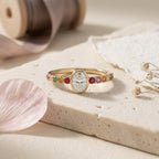 Vintage Oval Cut Bezel Moissanite Engagement Ring, Multi Sapphire Engagement Ring, Inspired Bridal Jewelry, Anniversary gift, Promise Ring The Jewel Temple