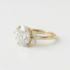 Oval Moissanite Floral Engagement Ring, Yellow Gold Cluster Diamond Ring