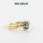 Oval Cut Alexandrite Snake Ring, 14k Gold Engagement Ring, Color Changing Gemstone