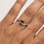 Oval Cut Alexandrite Snake Ring, 14k Gold Engagement Ring, Color Changing Gemstone