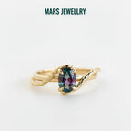 Oval Cut Alexandrite Snake Ring, 14k Gold Engagement Ring, Color Changing Gemstone