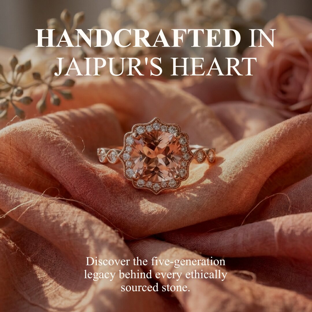 14k Rose Gold Cushion Cut Morganite Halo Ring, Art Deco Peach Wedding Band