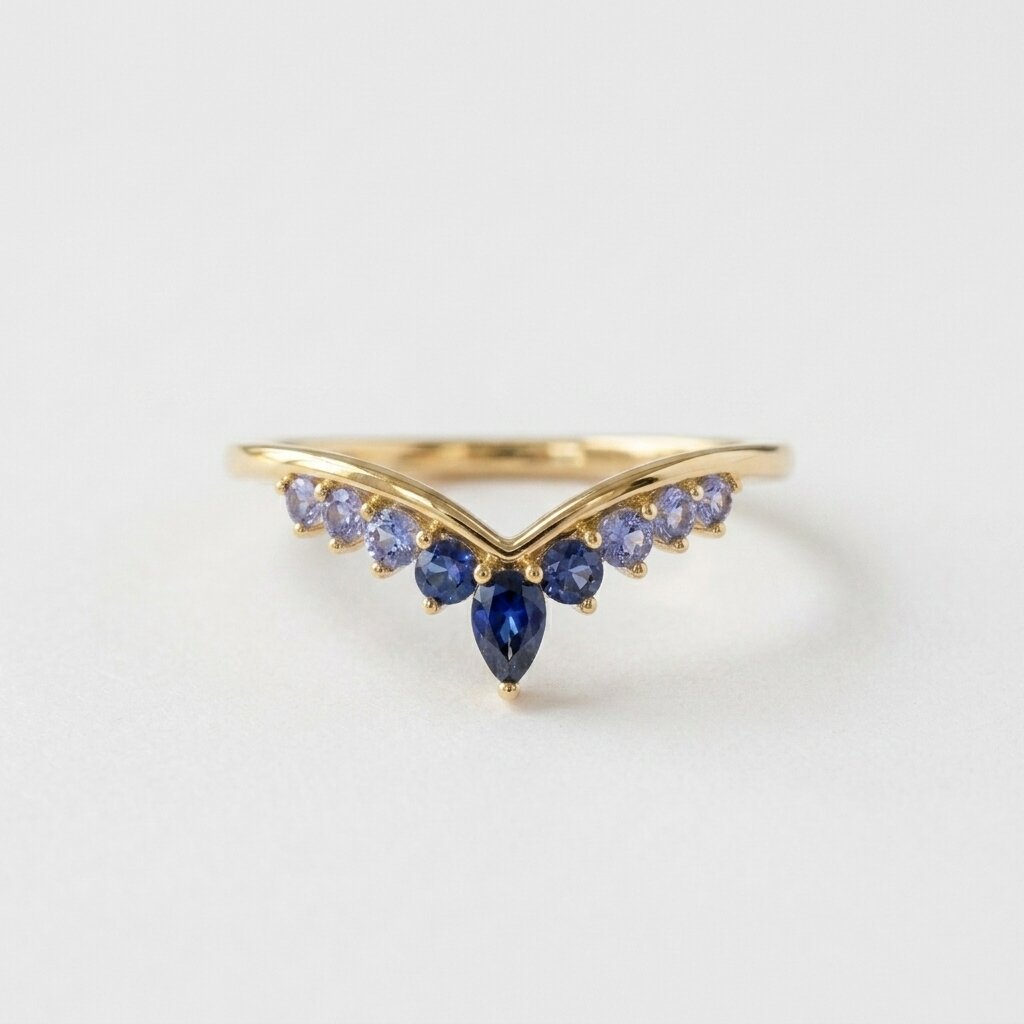 14k Gold Ruby Chevron Ring, Pear Cut Lab Ruby, V Shape Band, Stackable Gemstone Ring