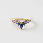14k Gold Ruby Chevron Ring, Pear Cut Lab Ruby, V Shape Band, Stackable Gemstone Ring