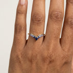 14k Gold Ruby Chevron Ring, Pear Cut Lab Ruby, V Shape Band, Stackable Gemstone Ring