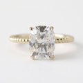 Elongated Cushion Cut Moissanite Engagement Ring, Twisted Band, Sterling Silver Solitaire