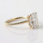 Elongated Cushion Cut Moissanite Engagement Ring, Twisted Band, Sterling Silver Solitaire