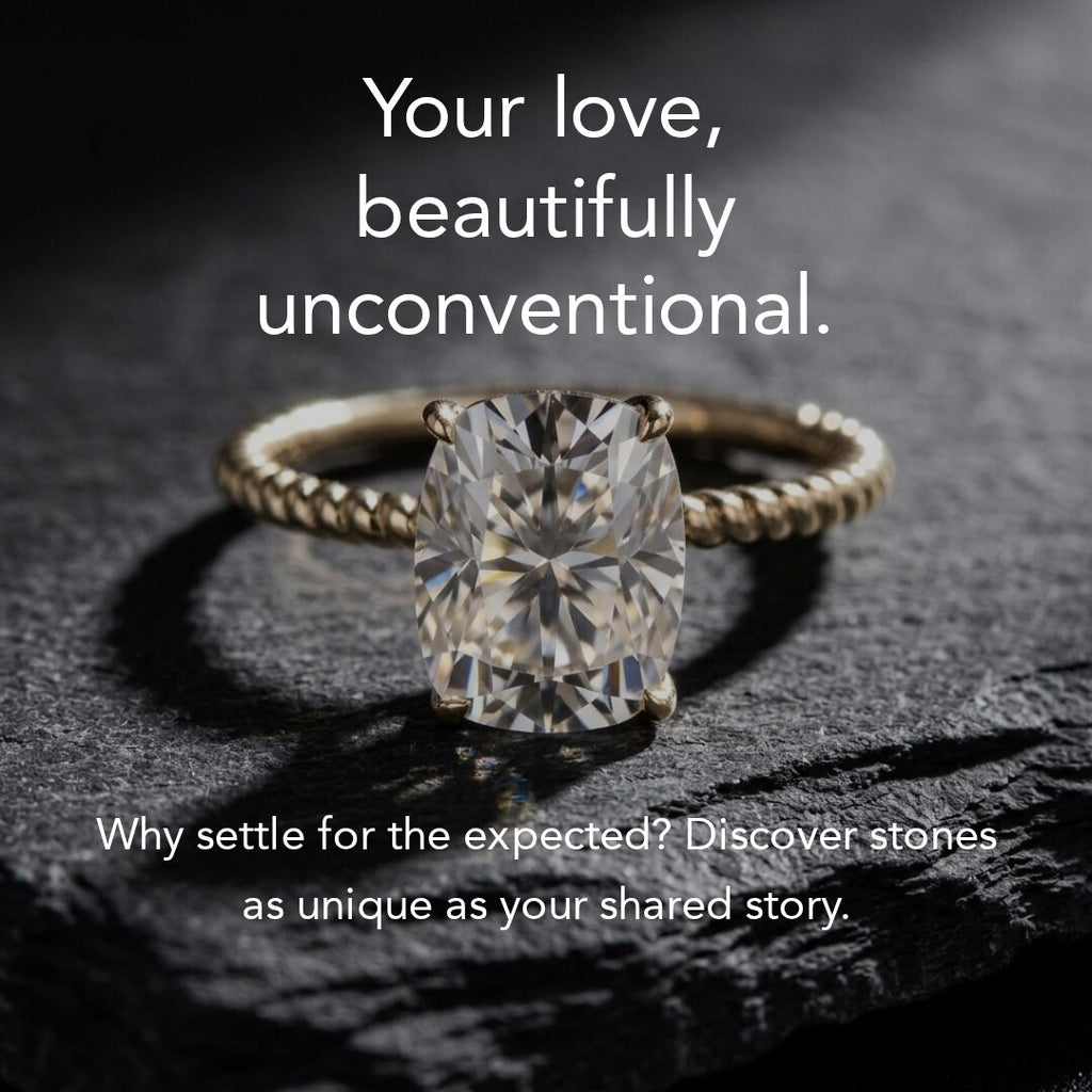 Elongated Cushion Cut Moissanite Engagement Ring, Twisted Band, Sterling Silver Solitaire