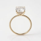 Elongated Cushion Cut Moissanite Engagement Ring, Twisted Band, Sterling Silver Solitaire