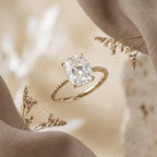 Elongated Cushion Cut Moissanite Engagement Ring, Twisted Band, Sterling Silver Solitaire