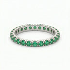 Lab Grown Emerald Eternity Band | 14K Gold Full Circle Ring, Anniversary Gift