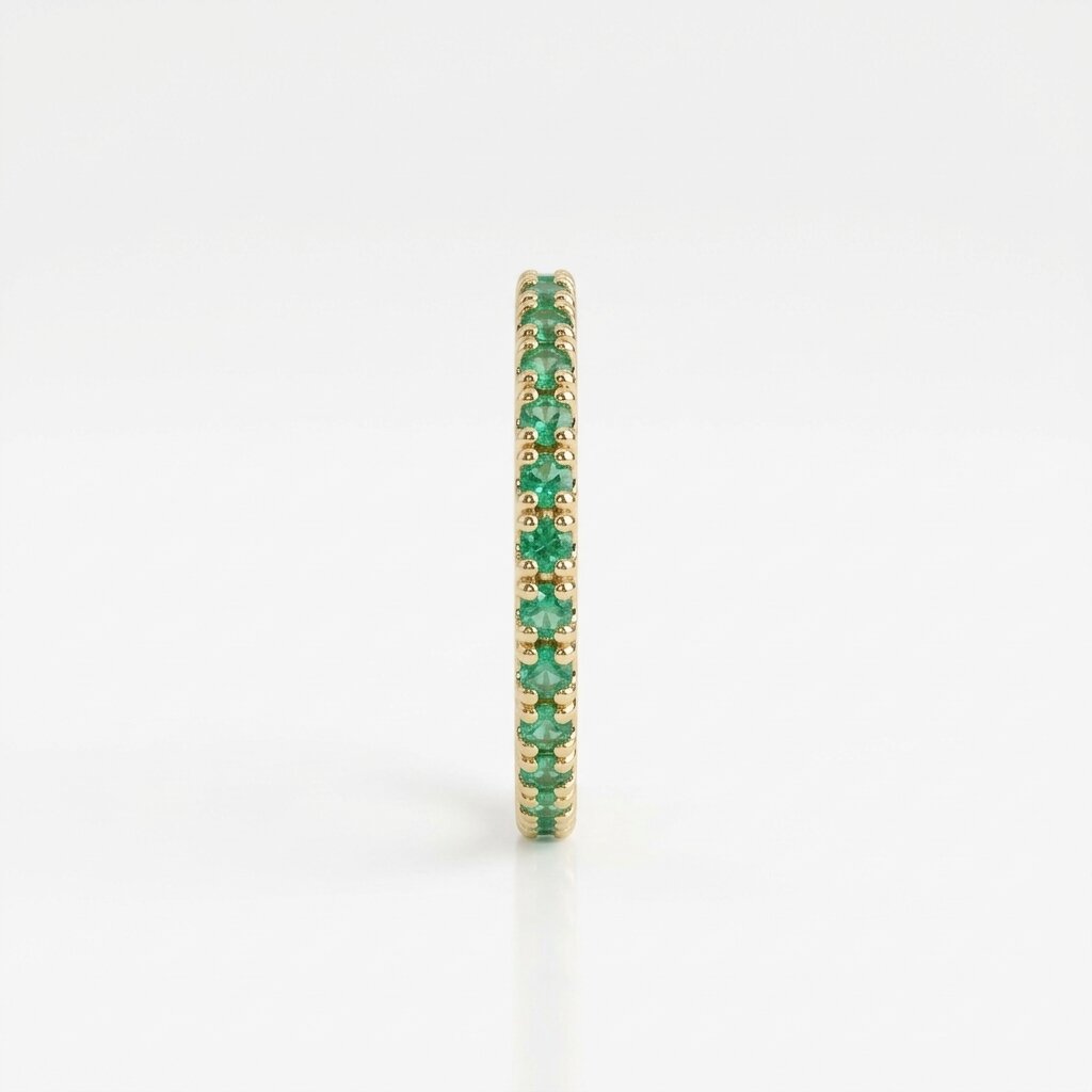 Lab Grown Emerald Eternity Band | 14K Gold Full Circle Ring, Anniversary Gift