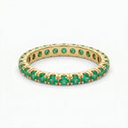 Lab Grown Emerald Eternity Band | 14K Gold Full Circle Ring, Anniversary Gift