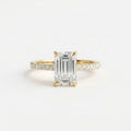 Emerald Cut Moissanite Hidden Halo Engagement Ring, 2.5CT Lab Grown Diamond Band