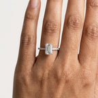 Emerald Cut Moissanite Hidden Halo Engagement Ring, 2.5CT Lab Grown Diamond Band