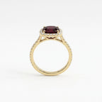 Red Garnet Halo Engagement Ring, Cushion Cut Garnet Ring, 14K Gold Moissanite Halo Ring, January Birthstone Gift The Jewel Temple