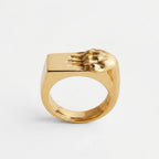14k Gold Hand Signet Ring, Unique Fede Clasping Hands Wedding Band, Matte Gold Statement Ring, Antique Style Unisex Promise Jewelry for Her The Jewel Temple