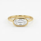 14k Gold Oval Moissanite Bezel Engagement Ring, East West Oval Solitaire Ring, Long Oval Ring, Minimalist Ring, Gift For Her The Jewel Temple