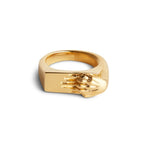 14k Gold Hand Signet Ring, Unique Fede Clasping Hands Wedding Band, Matte Gold Statement Ring, Antique Style Unisex Promise Jewelry for Her The Jewel Temple