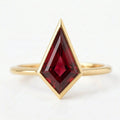 Kite Cut Garmet Engagement Ring, Bezel Set, 14k Rose Gold Solitaire Ring