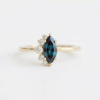 Marquise Cut Alexandrite Ring, Color Changing Stone, Solid Gold Engagement Ring