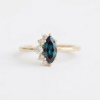 Marquise Cut Alexandrite Ring, Color Changing Stone, Solid Gold Engagement Ring