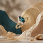 Marquise Cut Alexandrite Ring, Color Changing Stone, Solid Gold Engagement Ring