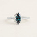 Marquise Cut Alexandrite Ring, Color Changing Stone, Solid Gold Engagement Ring
