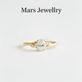 Oval Cut Moissanite Engagement Ring, 14k Solid Gold, Split Shank Diamond Accents