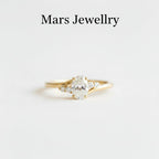 Oval Cut Moissanite Engagement Ring, 14k Solid Gold, Split Shank Diamond Accents