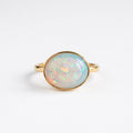 Solitaire Ethiopian Opal Engagement Ring, Bezel Set, October Birthstone, Fire Opal (12x8mm)