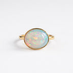 Solitaire Ethiopian Opal Engagement Ring, Bezel Set, October Birthstone, Fire Opal (12x8mm)