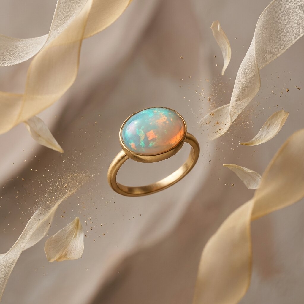 Solitaire Ethiopian Opal Engagement Ring, Bezel Set, October Birthstone, Fire Opal (12x8mm)