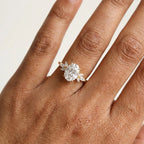 Oval Moissanite Floral Engagement Ring, Yellow Gold Cluster Diamond Ring