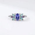 14k Solid Gold Oval Tanzanite Aquamarine Marquise Ring Anniversary Gift