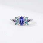 14k Solid Gold Oval Tanzanite Aquamarine Marquise Ring Anniversary Gift
