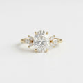 Oval Moissanite Floral Engagement Ring, Yellow Gold Cluster Diamond Ring