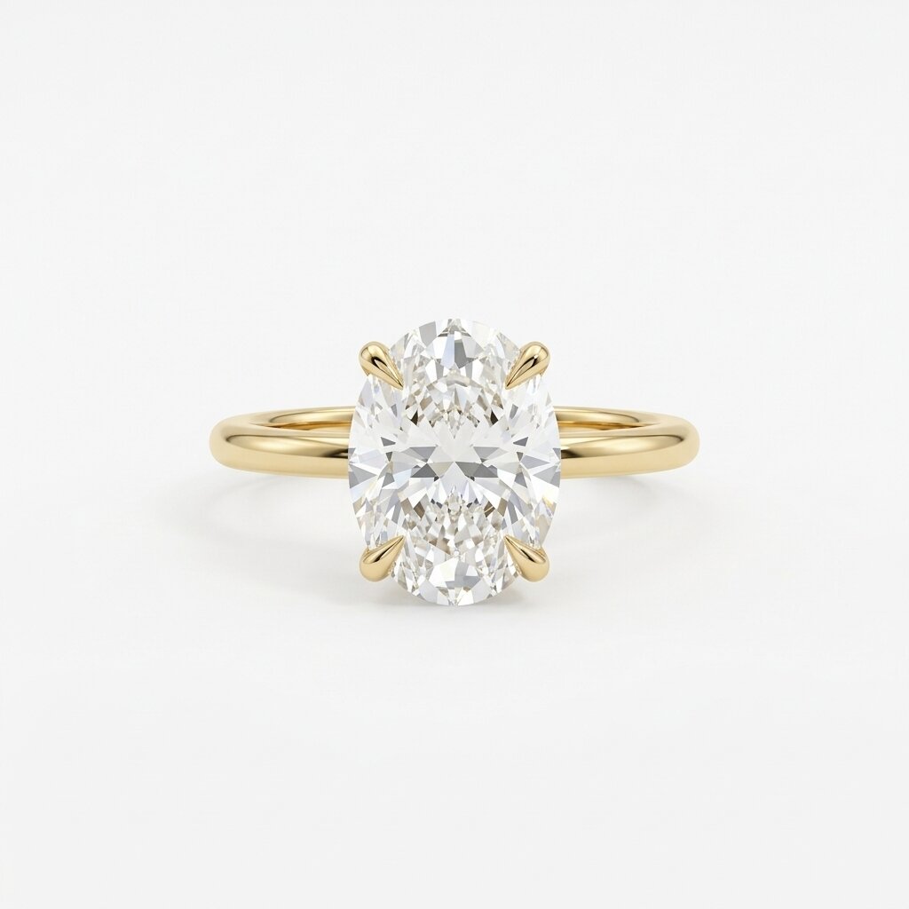 Oval Moissanite Engagement Ring, 2.5 Ct IGI Certified, 14k Gold, 4 Prong Set Bridal Ring