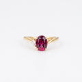 14K Gold Oval Garnet Moissanite Engagement Ring, Ruby Red Anniversary Promise Ring