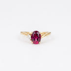 14K Gold Oval Garnet Moissanite Engagement Ring, Ruby Red Anniversary Promise Ring