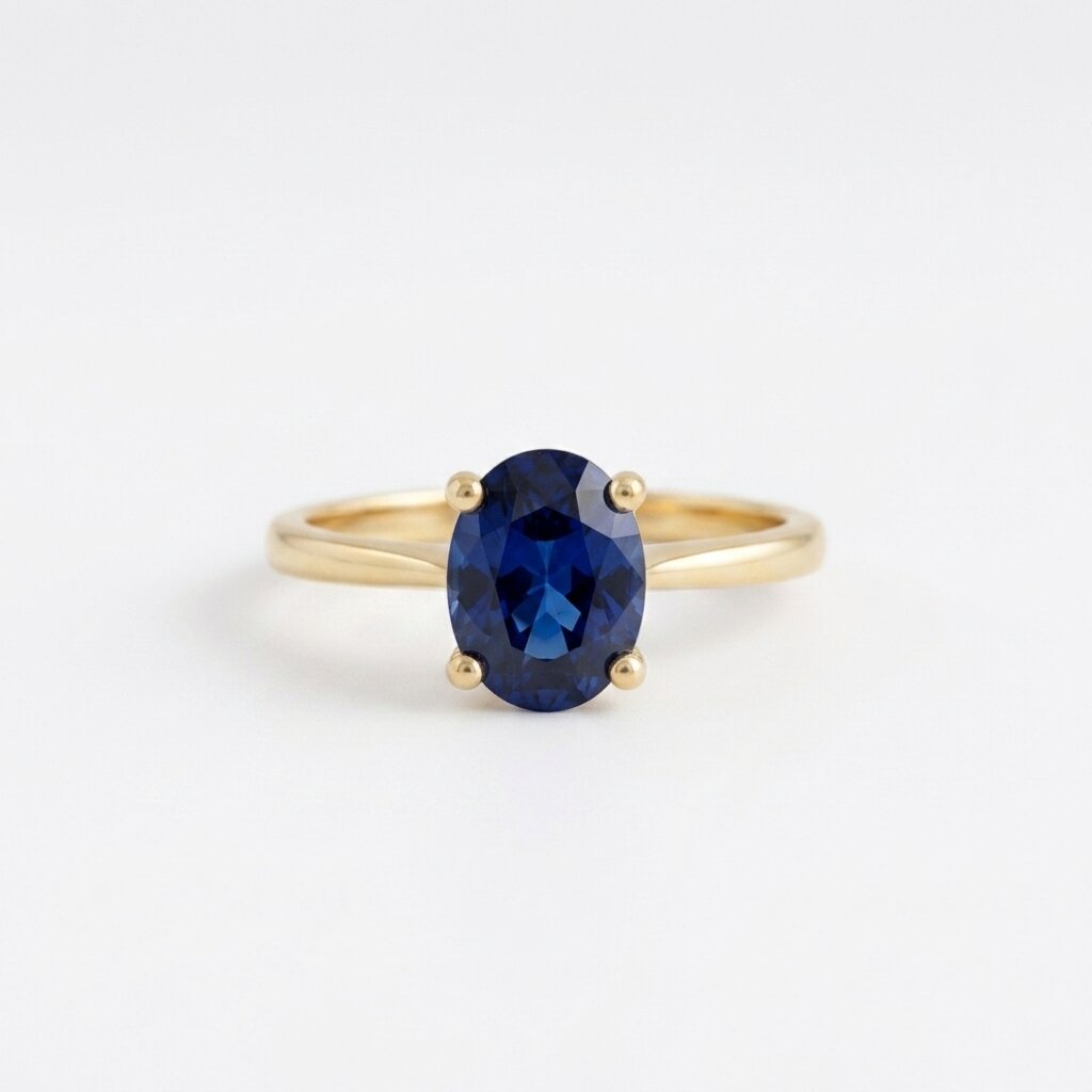 Oval Royal Blue Sapphire Engagement Ring, 2.5 Ct Genuine Lab Grown Sapphire, Silver Promise Ring, September Birthstone, Solitaire Ring The Jewel Temple