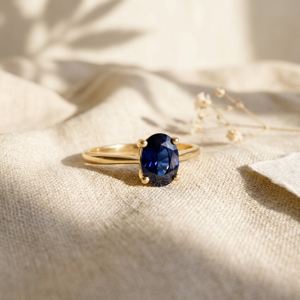 Oval Royal Blue Sapphire Engagement Ring, 2.5 Ct Genuine Lab Grown Sapphire, Silver Promise Ring, September Birthstone, Solitaire Ring The Jewel Temple