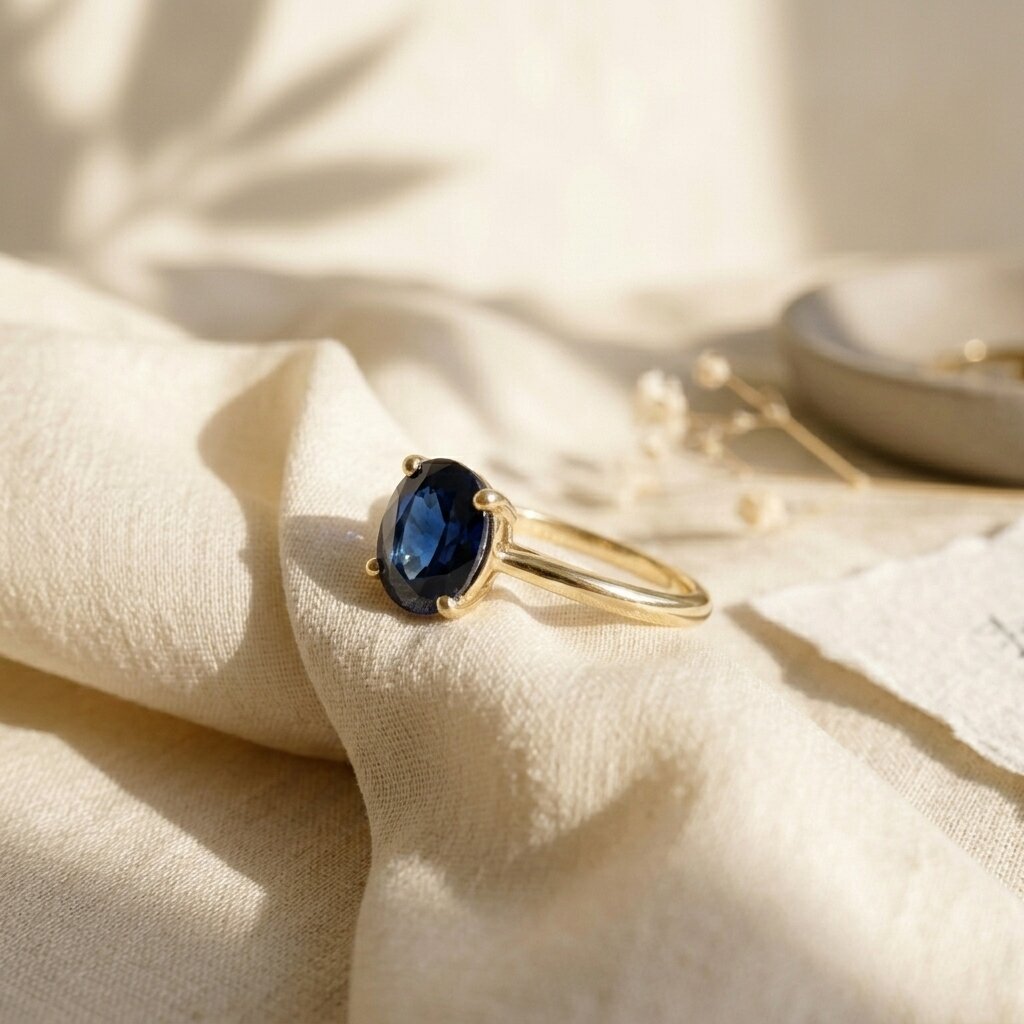 Oval Royal Blue Sapphire Engagement Ring, 2.5 Ct Genuine Lab Grown Sapphire, Silver Promise Ring, September Birthstone, Solitaire Ring The Jewel Temple