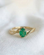 Oval Cut Lab Grown Emerald Snake Engagement Ring, Gothic Serpent Jewelry
