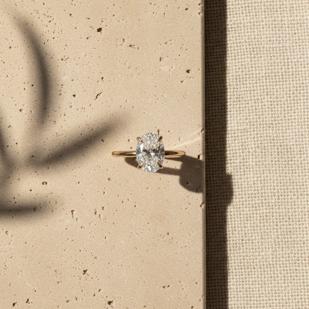 Oval Moissanite Engagement Ring, 2.5 Ct IGI Certified, 14k Gold, 4 Prong Set Bridal Ring