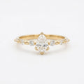 Pear Cut Moissanite Engagement Ring, Solid Gold Delicate Band, Minimalist Bridal Jewelry
