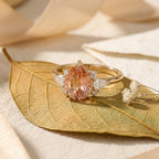 Pear Cut Peach Morganite Engagement Ring, 14k Solid Gold Bridal Ring, Moissanite Cluster Ring, morganite Jewelry Anniversary Gift For Her The Jewel Temple
