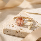 Pear Cut Peach Morganite Engagement Ring, 14k Solid Gold Bridal Ring, Moissanite Cluster Ring, morganite Jewelry Anniversary Gift For Her The Jewel Temple