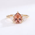 Pear Cut Peach Morganite Engagement Ring, 14k Solid Gold Bridal Ring, Moissanite Cluster Ring, morganite Jewelry Anniversary Gift For Her The Jewel Temple