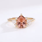 Pear Cut Peach Morganite Engagement Ring, 14k Solid Gold Bridal Ring, Moissanite Cluster Ring, morganite Jewelry Anniversary Gift For Her The Jewel Temple